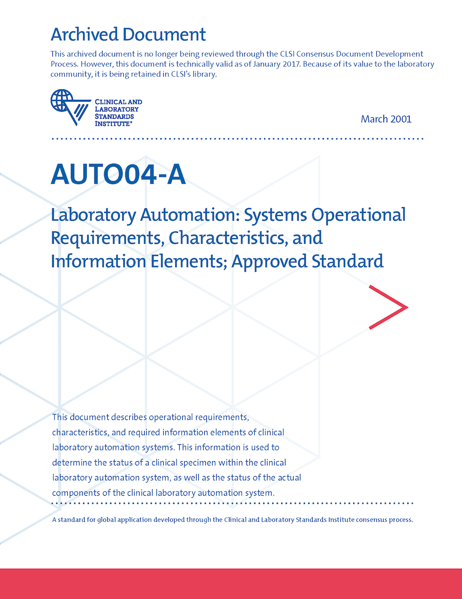 Laboratory Automation: Systems Operational Requirements, Characteristics, and Information Elements, 1st Edition
