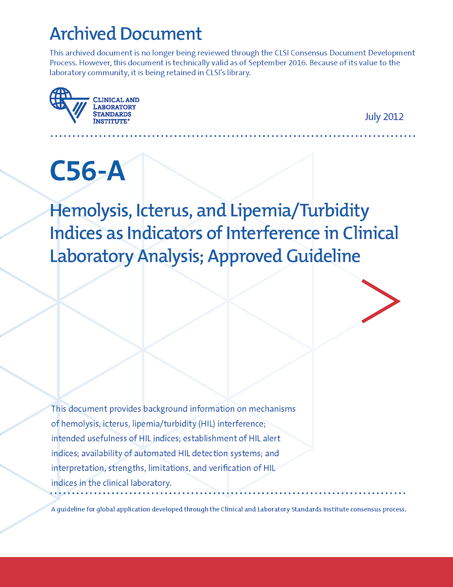 Hemolysis, Icterus, and Lipemia/Turbidity Indices as Indicators of Interference in Clinical Laboratory Analysis, 1st Edition