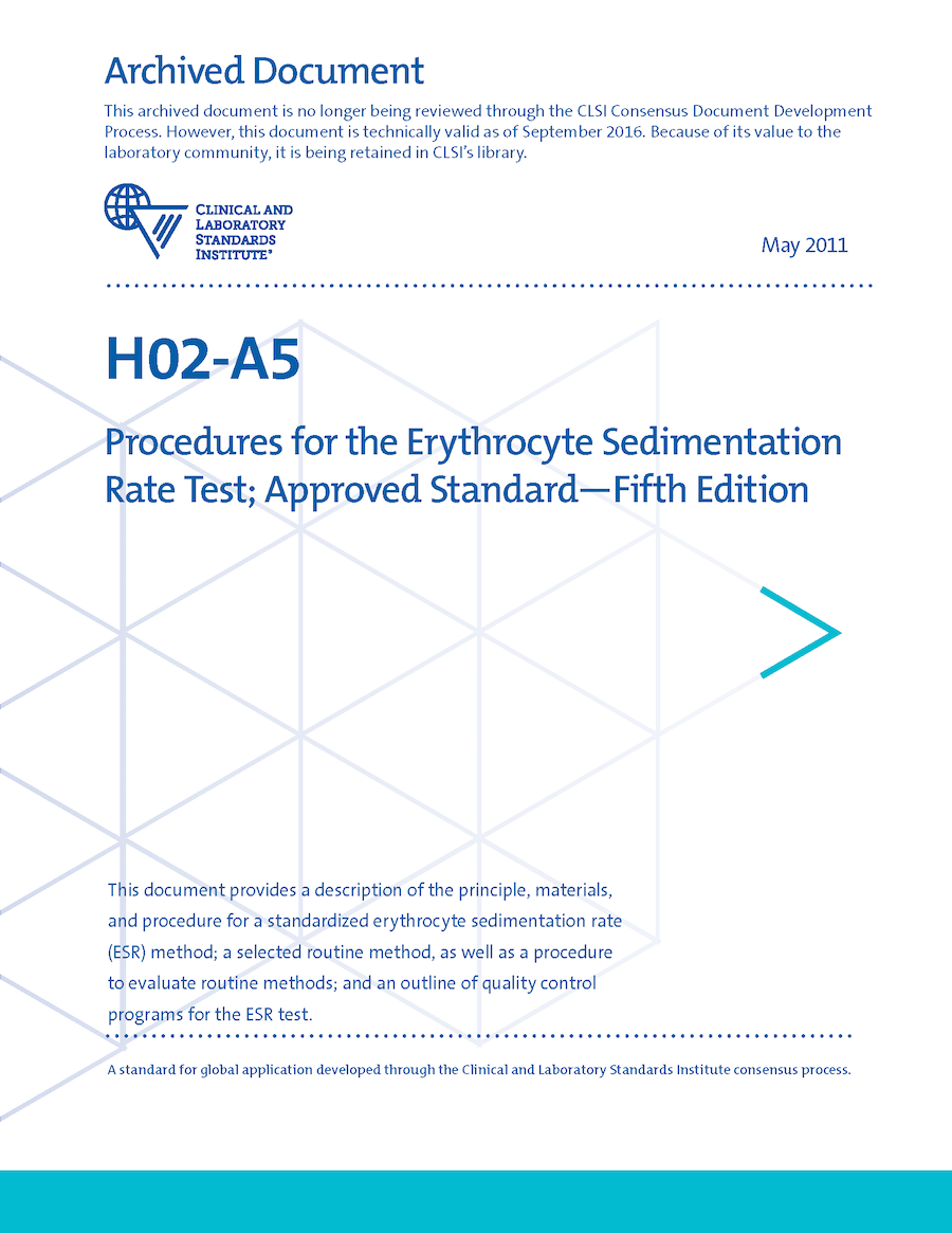Procedures for the Erythrocyte Sedimentation Rate Test, 5th Edition