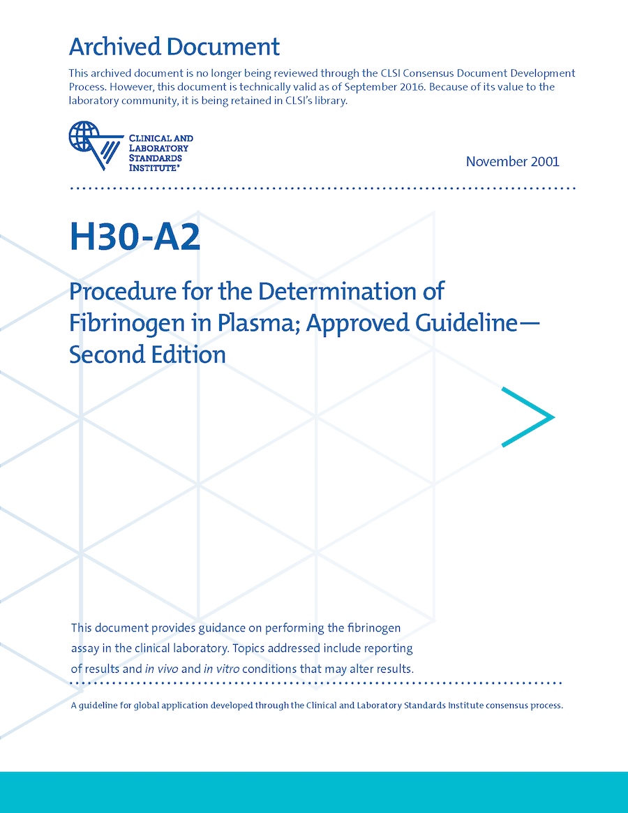 Procedure for the Determination of Fibrinogen in Plasma, 2nd Edition