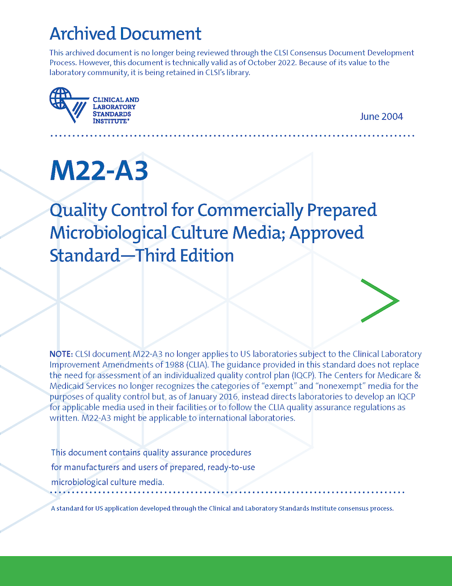 Quality Control for Commercially Prepared Microbiological Culture Media, 3rd Edition