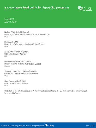 Isavuconazole Breakpoints for Aspergillus fumigatus, 1st Edition