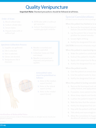 Collection of Diagnostic Venous Blood Specimens Quick Guide, 8th Edition
